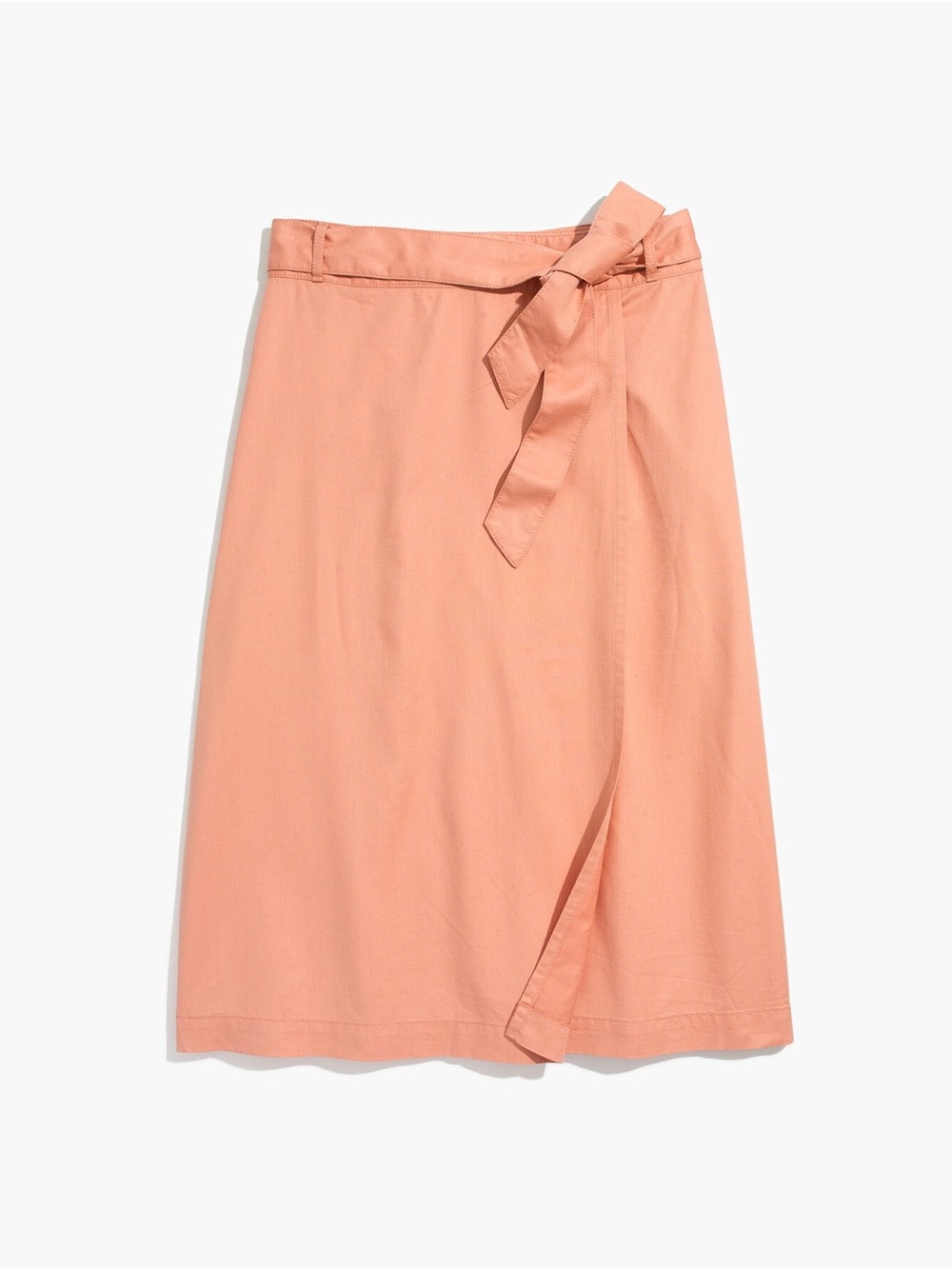 Madewell Peach Wrap-Front Midi Skirt with Side Tie